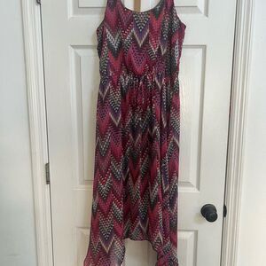 Bobeau Pink and Black Chevron Maxi Dress Made in USA
